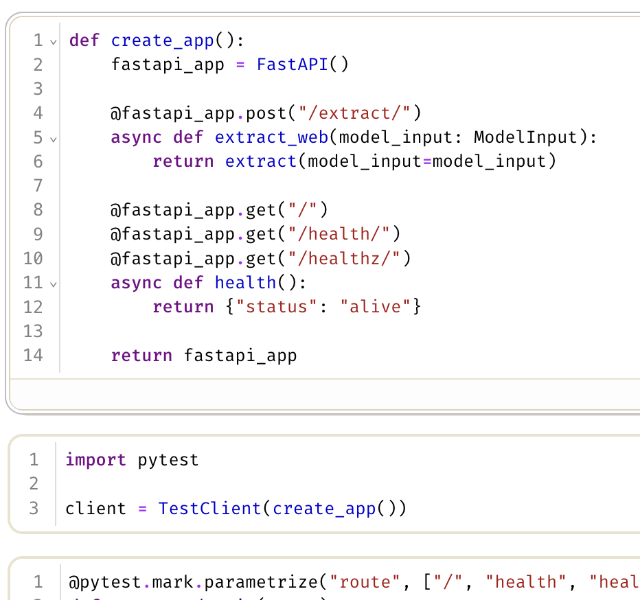 Screenshot of FastAPI + GliNER