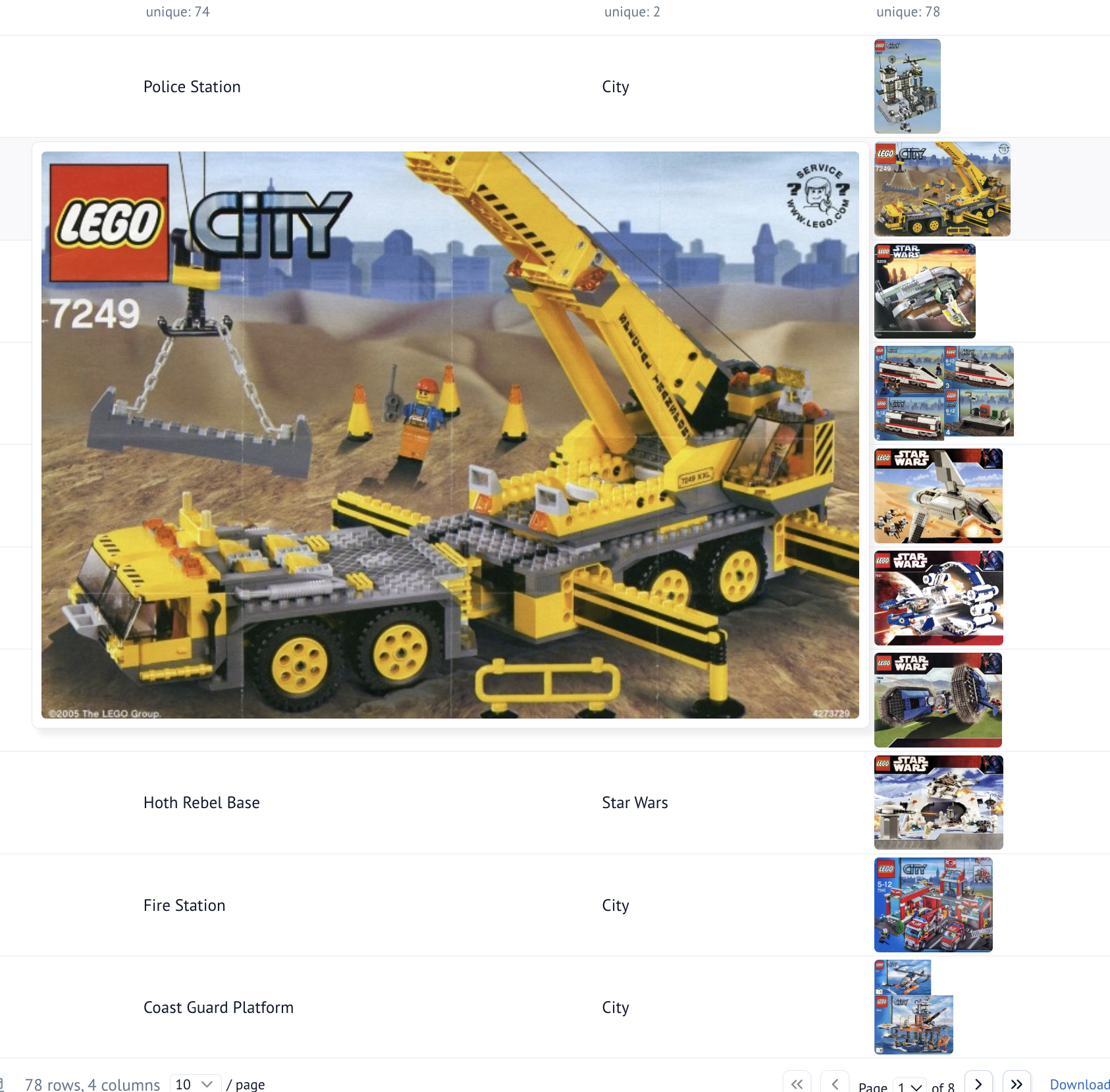 Screenshot of Lego Price Explorer