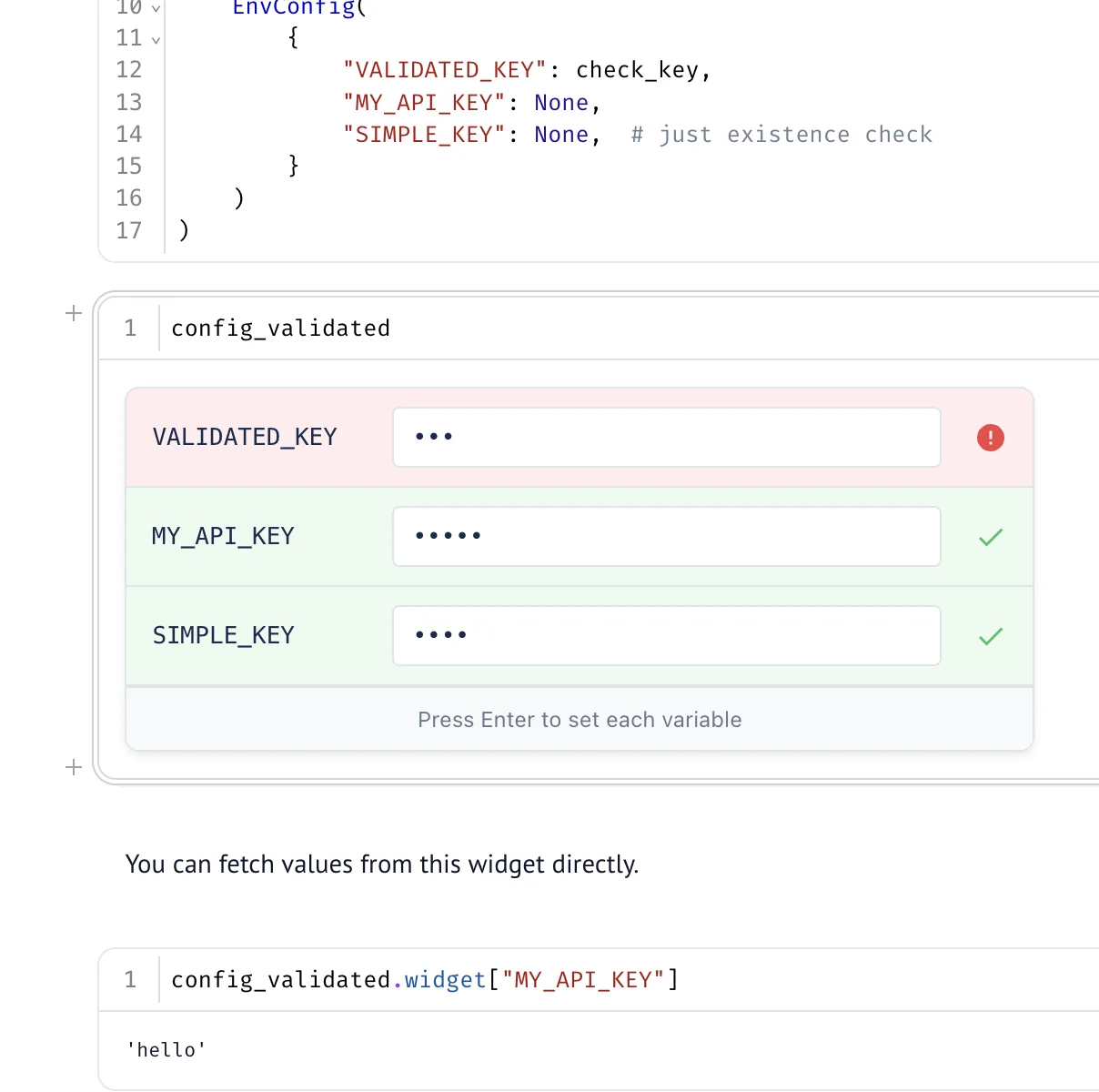 EnvConfig widget