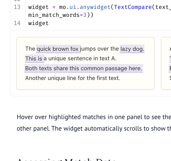 TextCompare widget