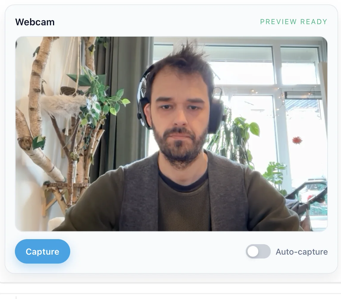 WebcamCapture widget